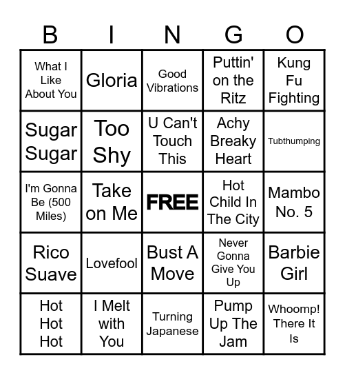 ONE-HIT WONDERS Bingo Card
