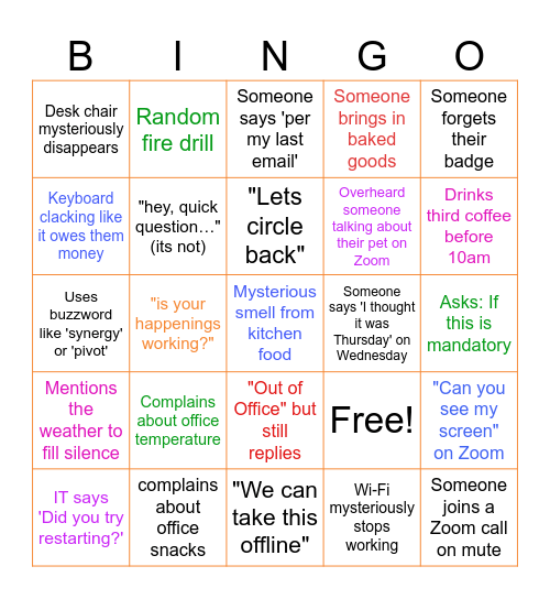 Office Bingo Card