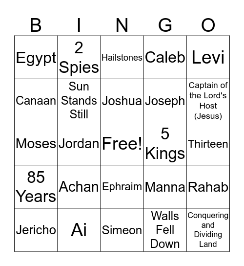 Book of Joshua Bingo Card