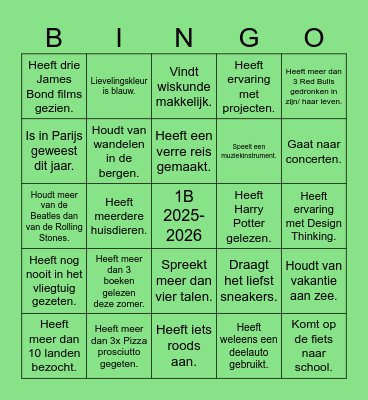 kennismakingsbingo Card