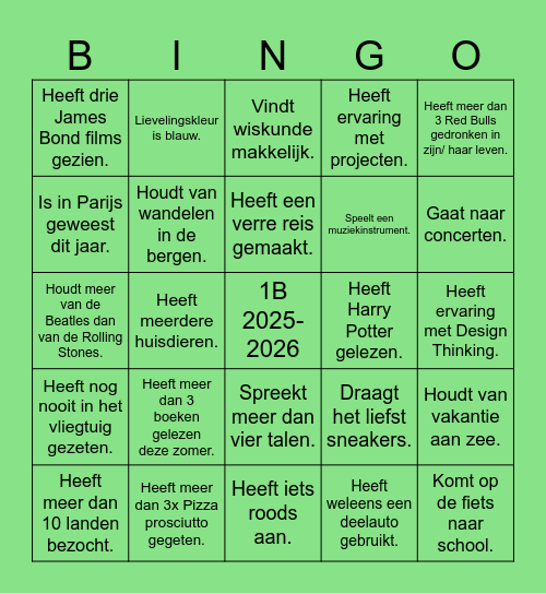 kennismakingsbingo Card