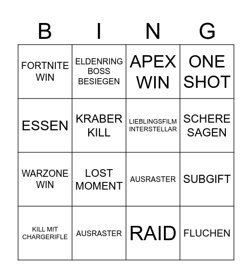 Untitled Bingo Card