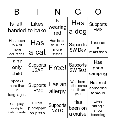 Icebreaker Bingo: Find Someone Who Bingo Card
