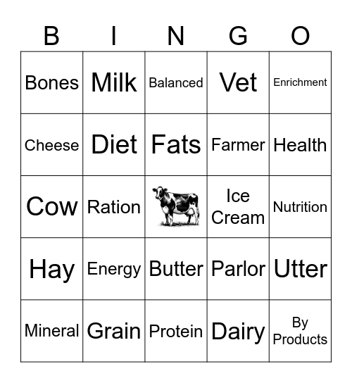 Dairy Nutrition BINGO!!! Bingo Card