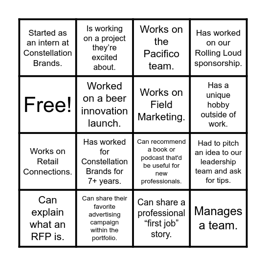 Find someone who... Bingo Card