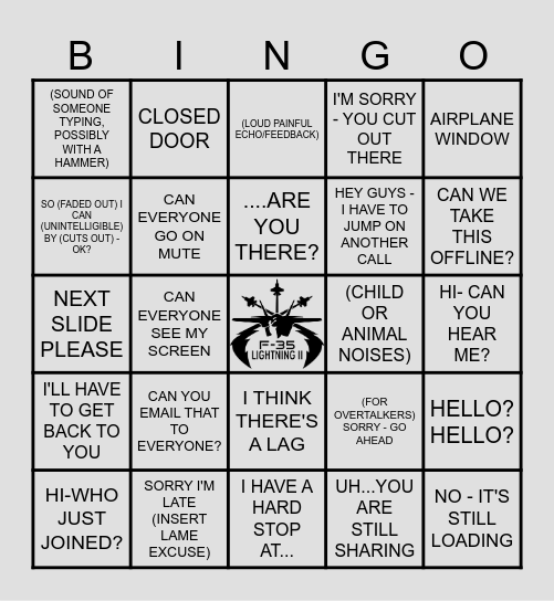 Conference Call Bingo Card
