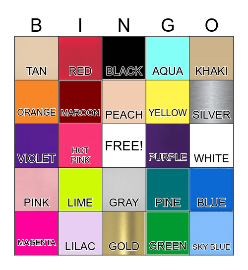 C O L O R S Bingo Card
