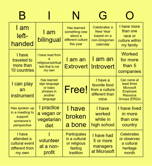 MS Bingo Card
