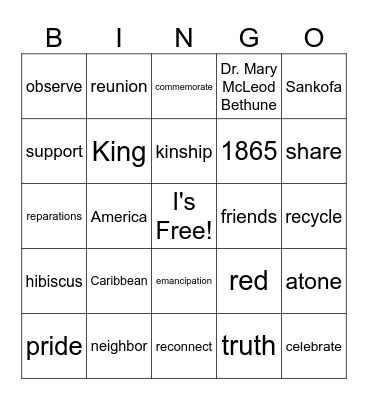 JUNETEENTH BINGO Card