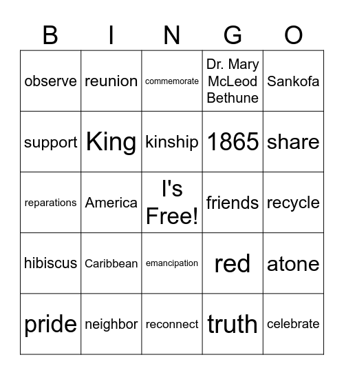 JUNETEENTH BINGO Card