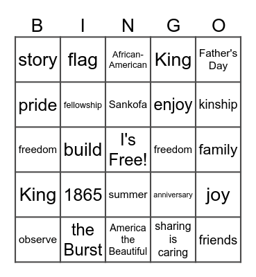 JUNETEENTH BINGO Card