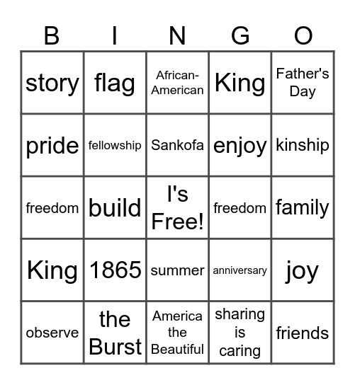 JUNETEENTH BINGO Card