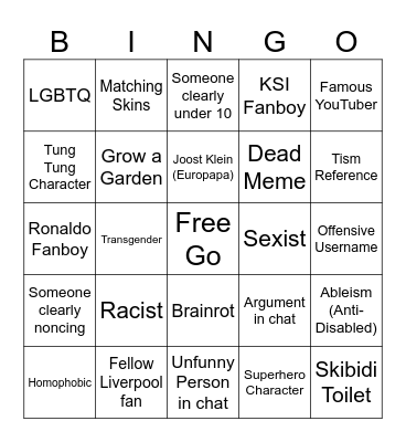 ROBLOX BINGO Card