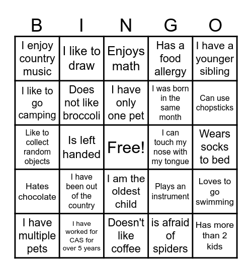 Back to work day Bingo Card