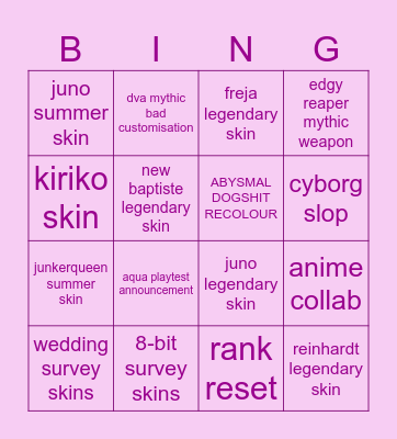 Overwatch Season 17 Bingo Card