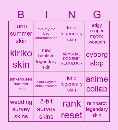 Overwatch Season 17 Bingo Card