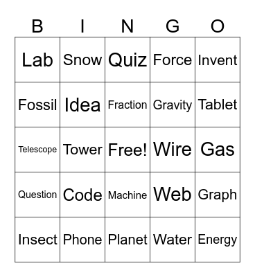 Science Bingo Card