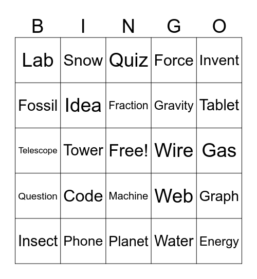 Science Bingo Card