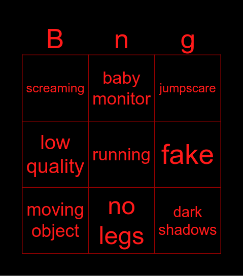scary videos Bingo Card