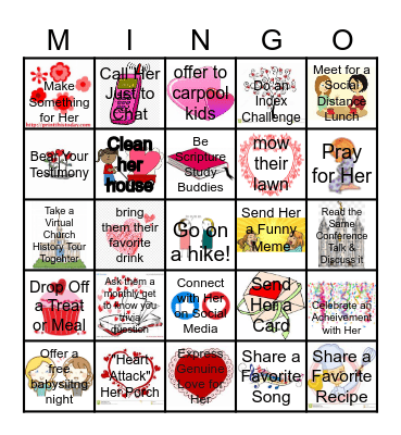 Ministering Bingo Card