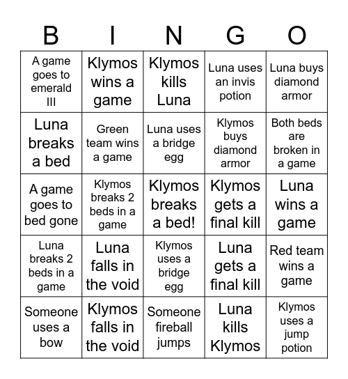 Test Bingo Card