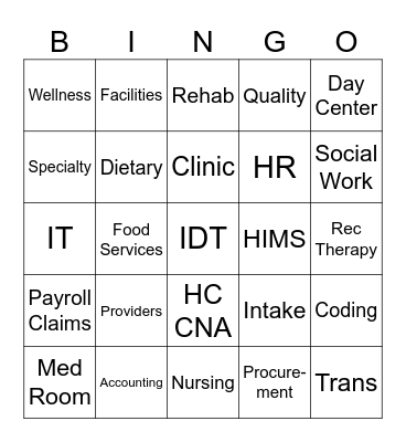 PACE BINGO Card