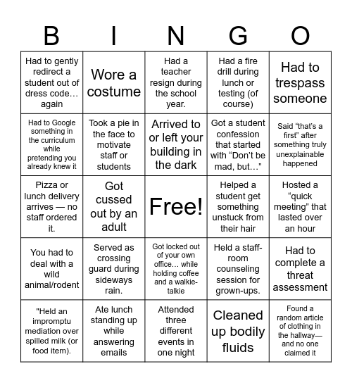 "A Spoonful of Chaos" Bingo Card