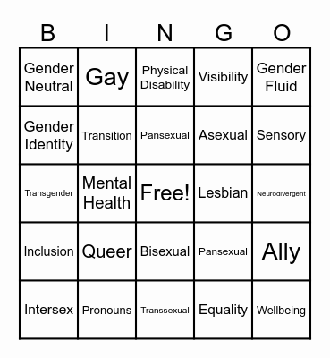 Inclusion Bingo! Bingo Card