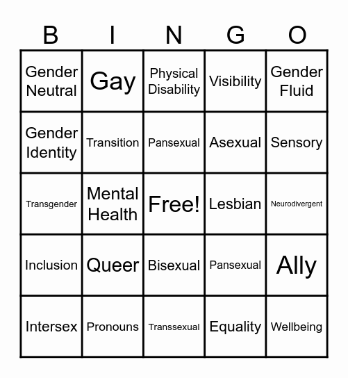 Inclusion Bingo! Bingo Card