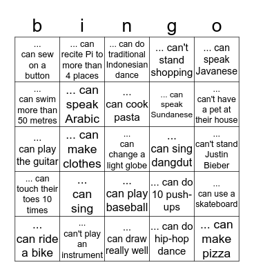 Find Someone Who... Bingo Card