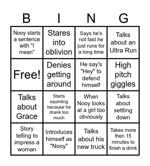 Nooy Bingo Card