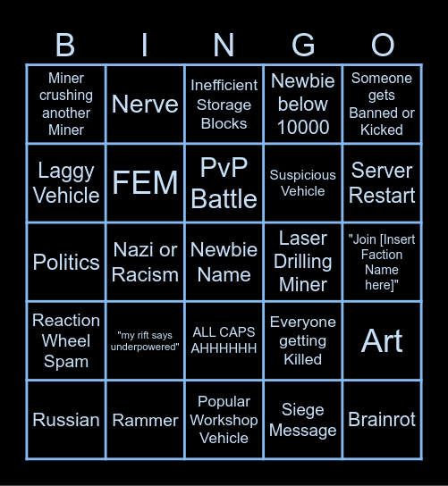 Droneboi Conquest Bingo Card