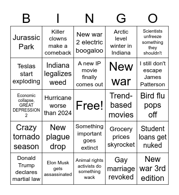 My 2025 Bingo Card