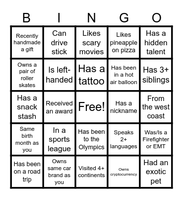 Mingle Bingo! Bingo Card