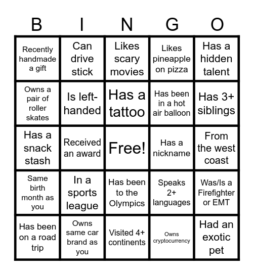 Mingle Bingo! Bingo Card