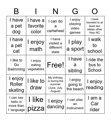 Icebreaker Bingo Card