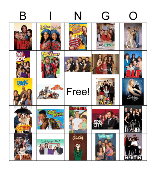 AA 90s Sitcoms Bingo Card