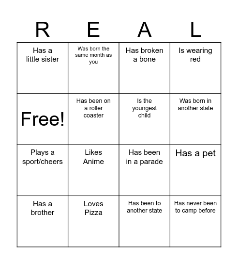 Find Someone Who Bingo Card
