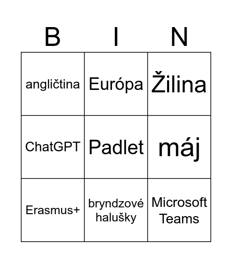 eTwinning Námestovo Bingo Card
