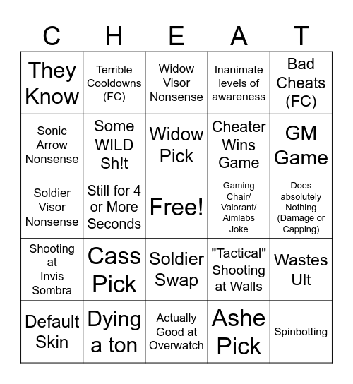 Flats Cheater Bingo Card