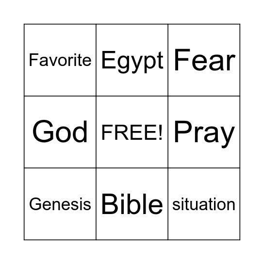 June 29 Family Worship Bingo Card Bingo Card