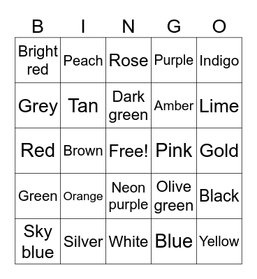 Color Bingo Card