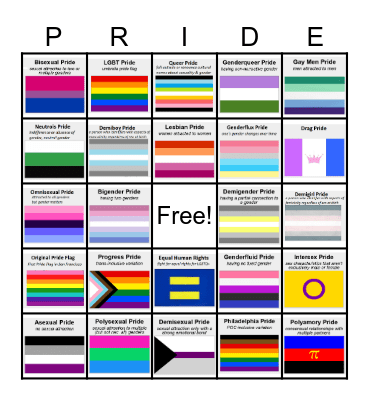 Pride Bingo Card