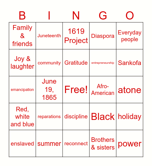 JUNETEENTH BINGO! Bingo Card