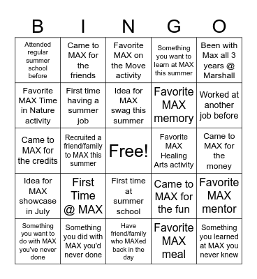 MAX_415 SUMMER '25 Bingo Card