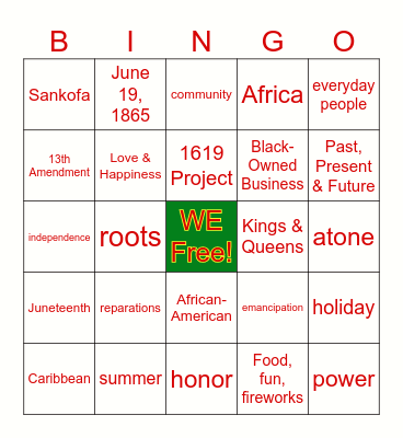 JUNETEENTH BINGO! Bingo Card