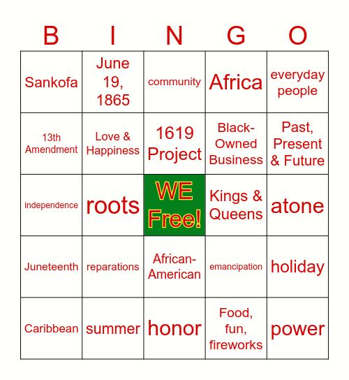 JUNETEENTH BINGO! Bingo Card