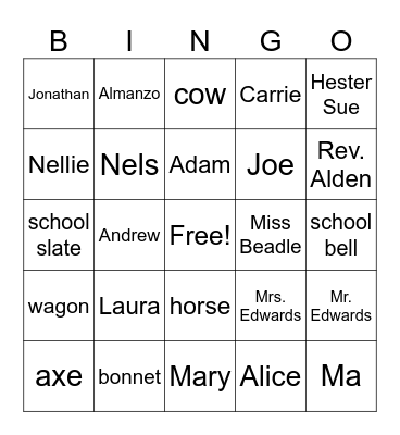 Little House BINGO Card
