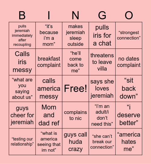#FreeJeremiah Bingo Card
