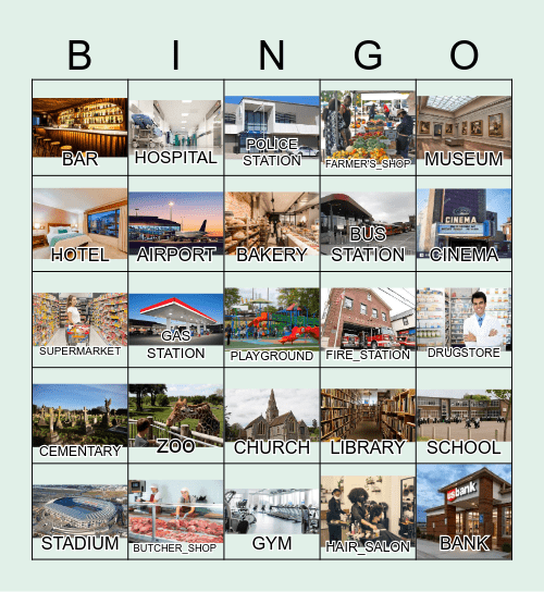 Places at the city Bingo Card